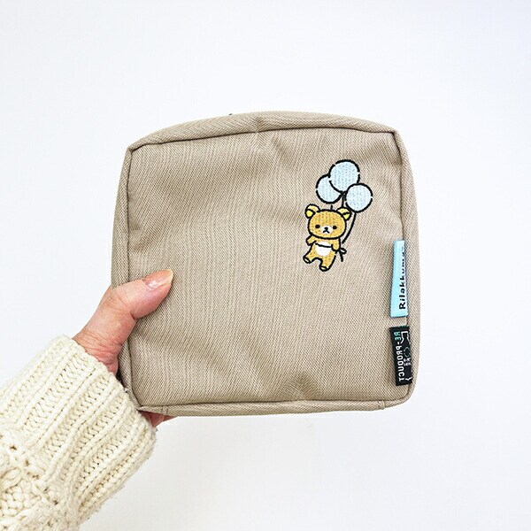 リラックマ RE-PET スタンドポーチ  ふわっと風船 ベージュ