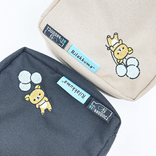 リラックマ RE-PET スタンドポーチ  ふわっと風船 ベージュ