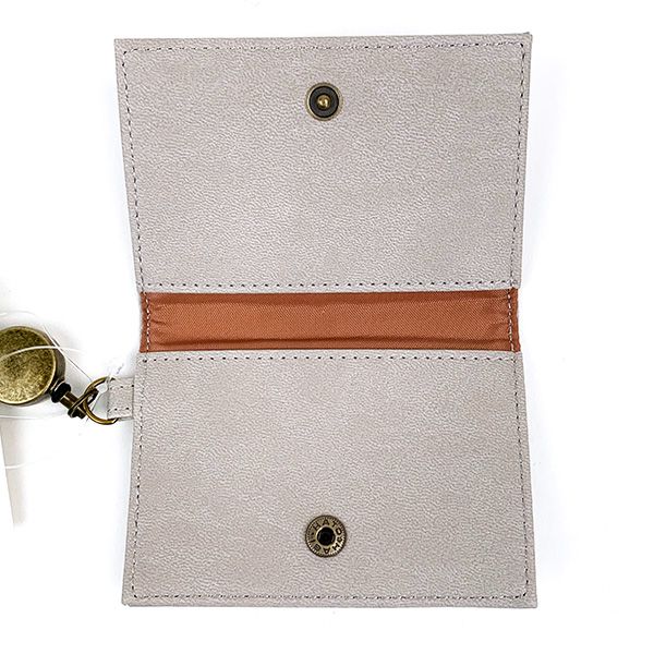 スヌーピー リール付き二つ折りパスケース ユニークスタイル 定期入れ SNOOPY グレー