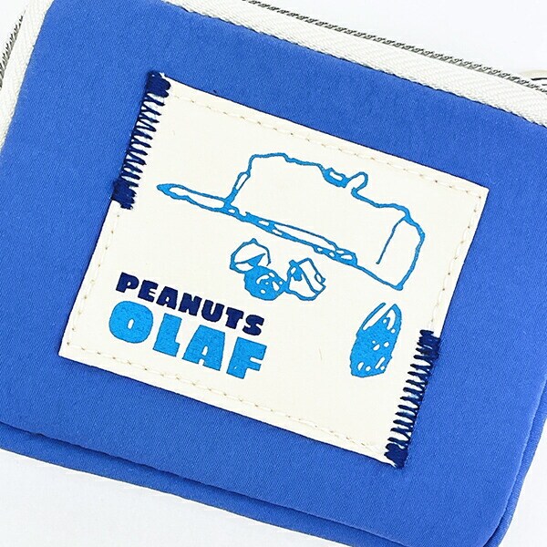 スヌーピー オラフ カラビナ付きフラットポーチ ワッペン SNOOPY