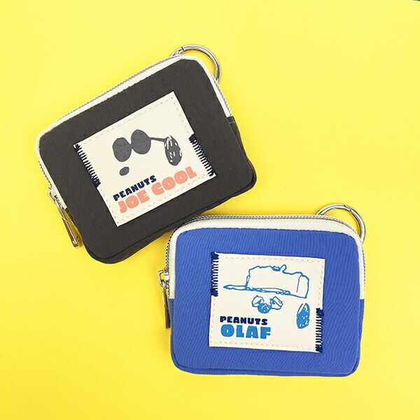 スヌーピー オラフ カラビナ付きフラットポーチ ワッペン SNOOPY