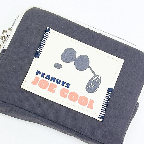 スヌーピー ジョークール カラビナ付きフラットポーチ ワッペン SNOOPY