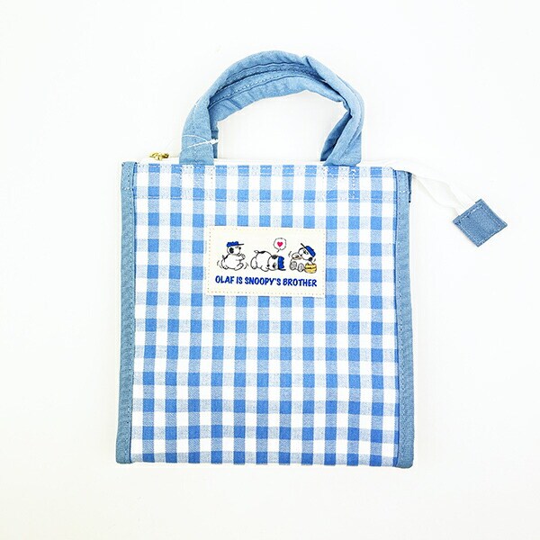 スヌーピー 保冷ランチトート オラフ チェック トートバッグ かばん ブルー SNOOPY