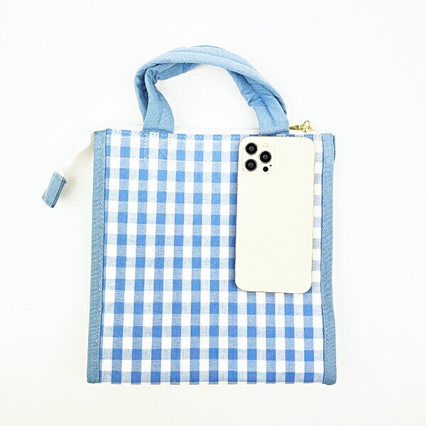 スヌーピー 保冷ランチトート オラフ チェック トートバッグ かばん ブルー SNOOPY