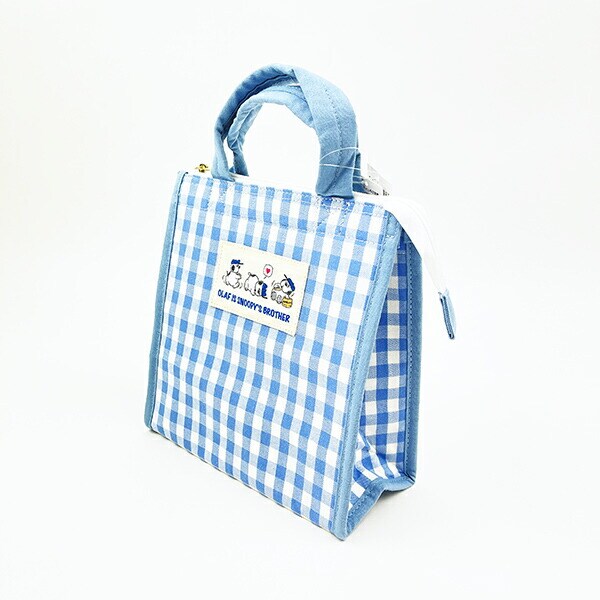 スヌーピー 保冷ランチトート オラフ チェック トートバッグ かばん ブルー SNOOPY