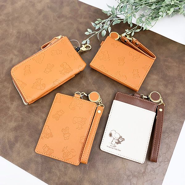 スヌーピー SNOOPY&Teddy Bear リール付きパスケース 定期入れ ICカードケース