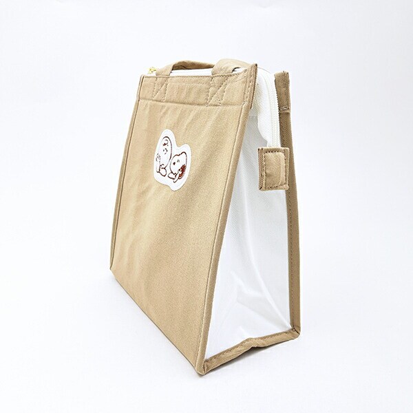 スヌーピー アップリケ ランチトートバッグ ベージュ SNOOPY