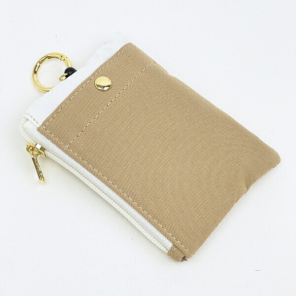 スヌーピー ＆チャーリーブラウン パスポーチ ベージュ アップリケ 定期入れ SNOOPY