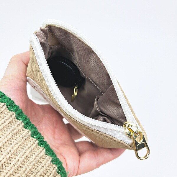 スヌーピー ＆チャーリーブラウン パスポーチ ベージュ アップリケ 定期入れ SNOOPY