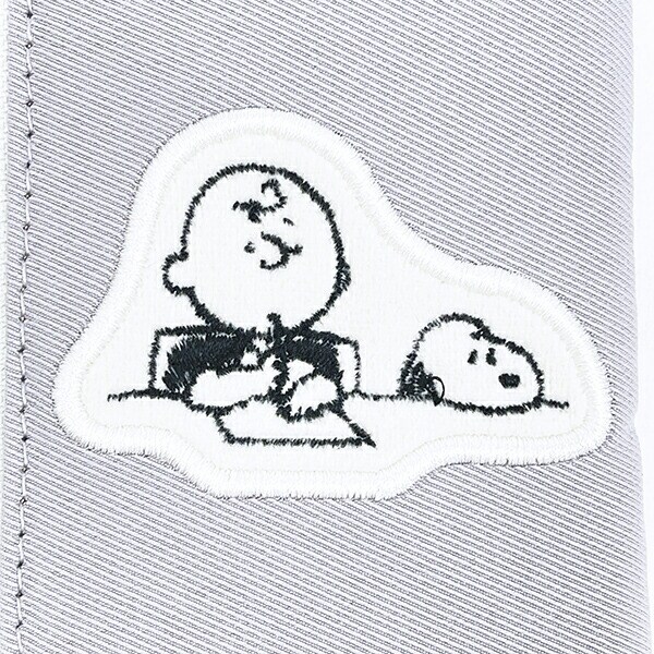 スヌーピー キーパスポーチ グレー アップリケ 定期入れ キーケース SNOOPY