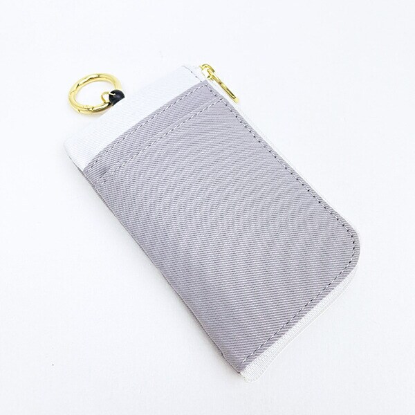 スヌーピー キーパスポーチ グレー アップリケ 定期入れ キーケース SNOOPY