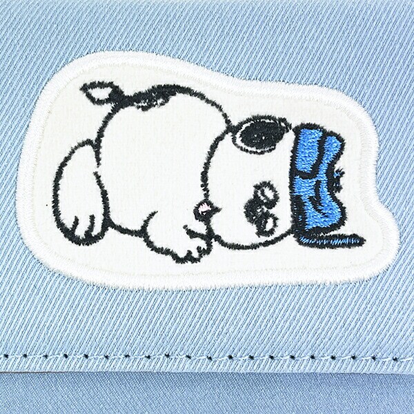 スヌーピー オラフ ファスナー三つ折り財布 アップリケ ブルー SNOOPY