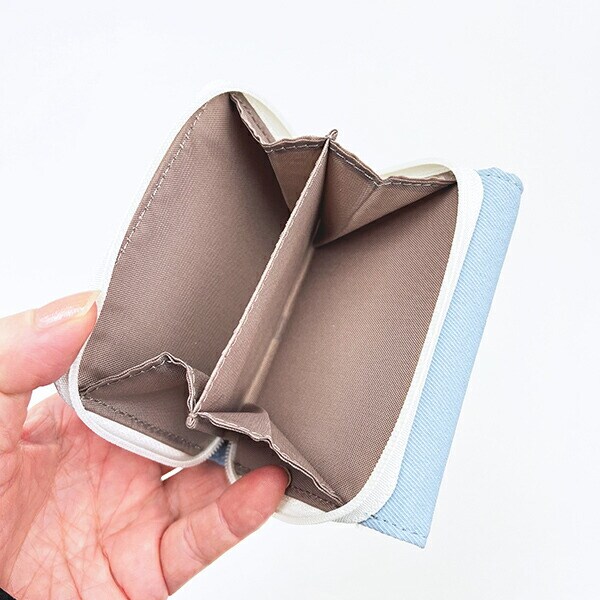 スヌーピー オラフ ファスナー三つ折り財布 アップリケ ブルー SNOOPY