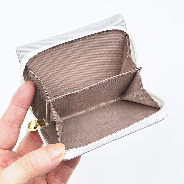 スヌーピー スヌーピー＆チャーリーブラウン ファスナー三つ折り財布 グレー SNOOPY