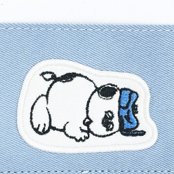 スヌーピー リール付シングルパスケース ブルー アップリケ 定期入れ SNOOPY