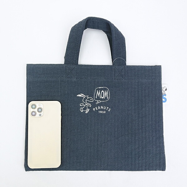 スヌーピー ミニレッスントートバッグ ブルーグレー SNOOPY