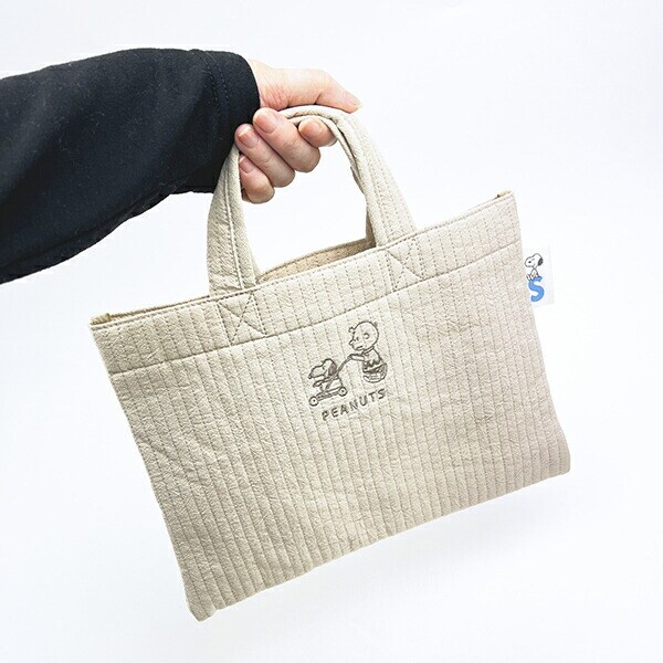 スヌーピー カート ミニレッスントートバッグ ベージュ ランチ SNOOPY
