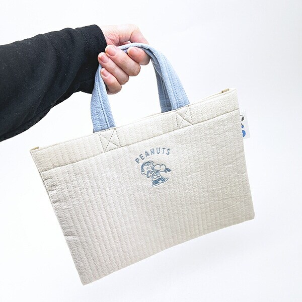 スヌーピー 抱っこ ミニレッスントートバッグ ホワイト ランチ SNOOPY