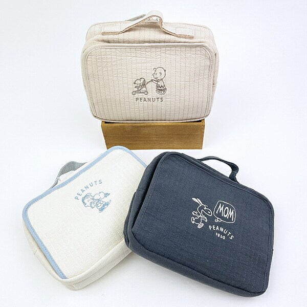 スヌーピー MOM お出かけポーチ (ブルーグレー)  旅行 SNOOPY