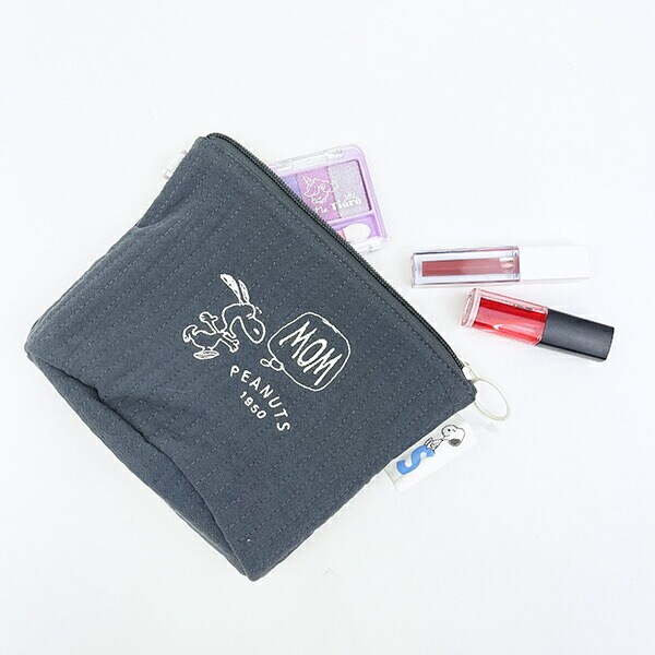 スヌーピー スタンドポーチ (ブルーグレー) MOM SNOOPY