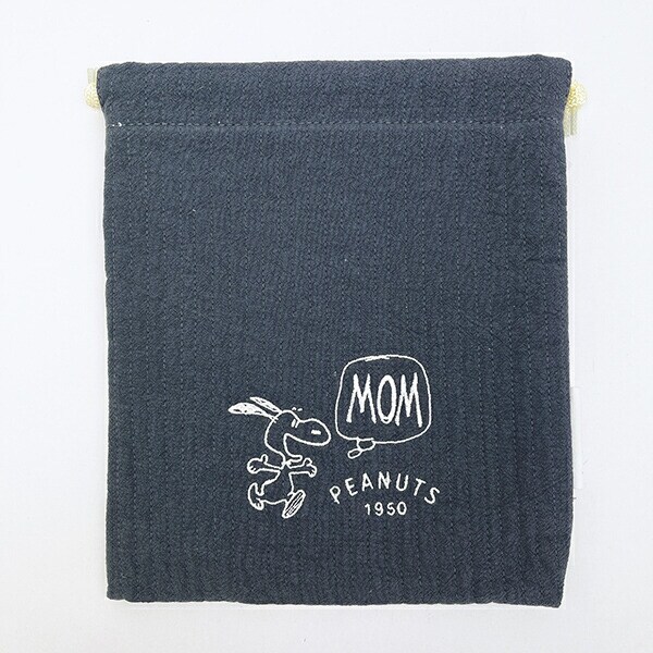 スヌーピー MOM メッシュ巾着 ブルーグレー SNOOPY