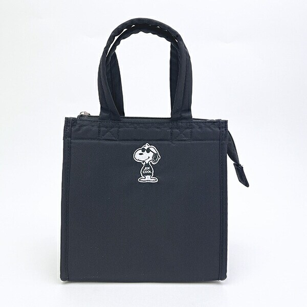 スヌーピー ジョークール 保冷 ランチトートバッグ(M) ブラック 正面モノトーン SNOOPY