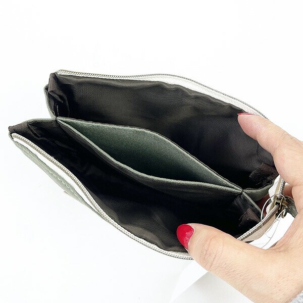 スヌーピー Loves  NATURE 3フラットポーチ グリーン 小物入れ コスメ SNOOPY