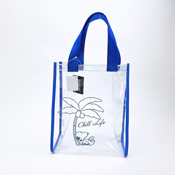 スヌーピー PVCクリアトートバッグ(M) ブルー チルライフ SNOOPY