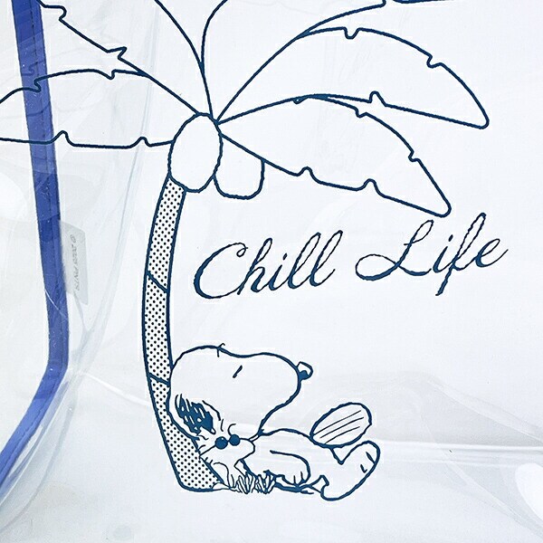 スヌーピー PVCクリアトートバッグ(M) ブルー チルライフ SNOOPY