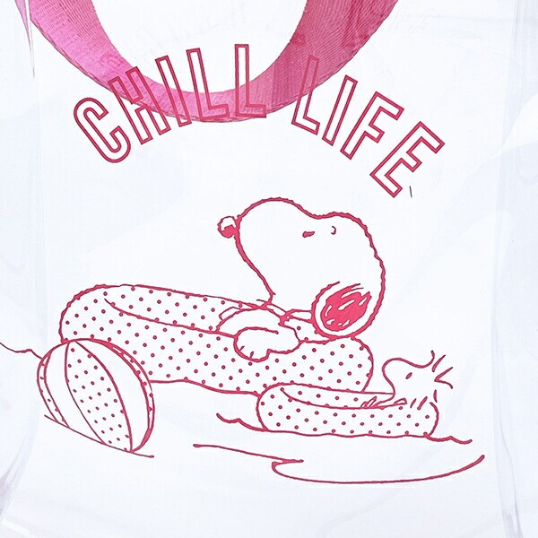 スヌーピー PVCクリアトートバッグ(M) ピンク チルライフ SNOOPY