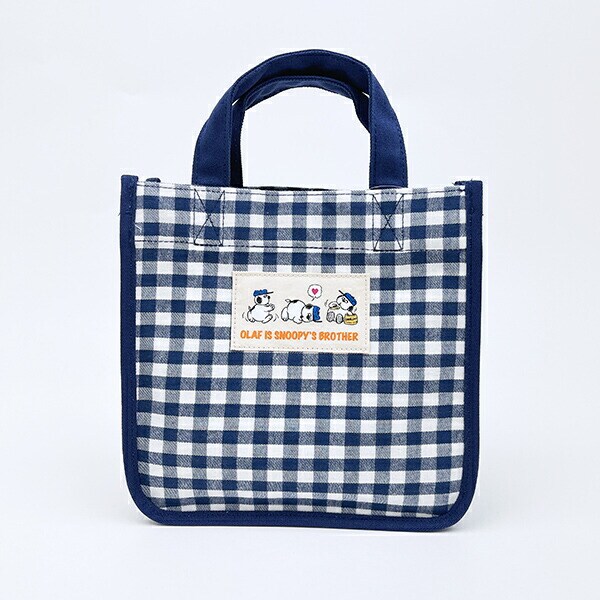 スヌーピー オラフ ランチトートバッグ ネイビーチェック SNOOPY