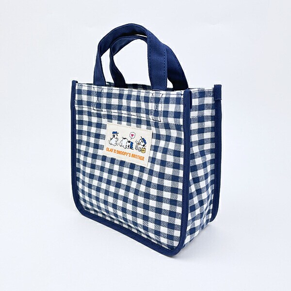 スヌーピー オラフ ランチトートバッグ ネイビーチェック SNOOPY