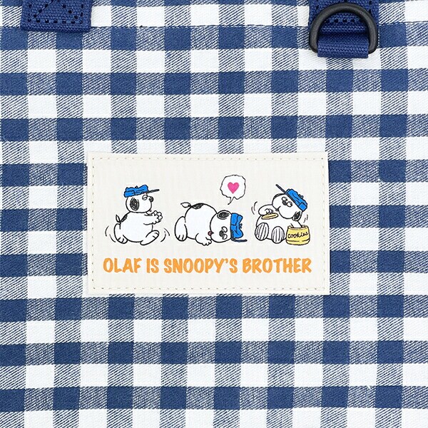 スヌーピー オラフ フラットトートバッグ ネイビーチェック SNOOPY