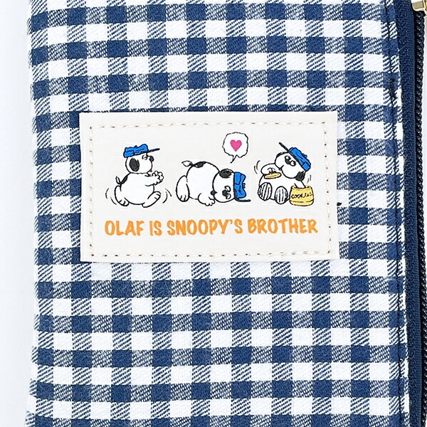 スヌーピー オラフ パスポーチ (ネイビーチェック) パスケース SNOOPY