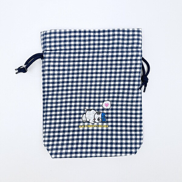 スヌーピー オラフ 巾着 ネイビーチェック SNOOPY