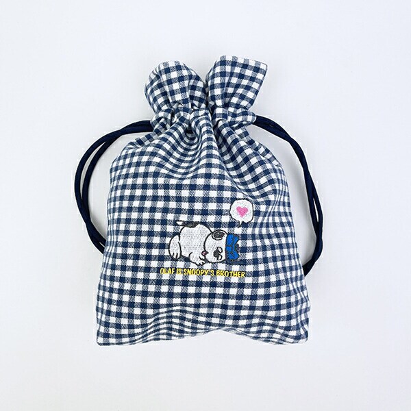スヌーピー オラフ 巾着 ネイビーチェック SNOOPY