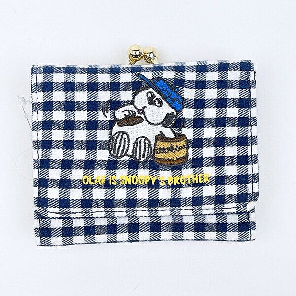 スヌーピー オラフ 三つ折り財布 ネイビーチェック SNOOPY