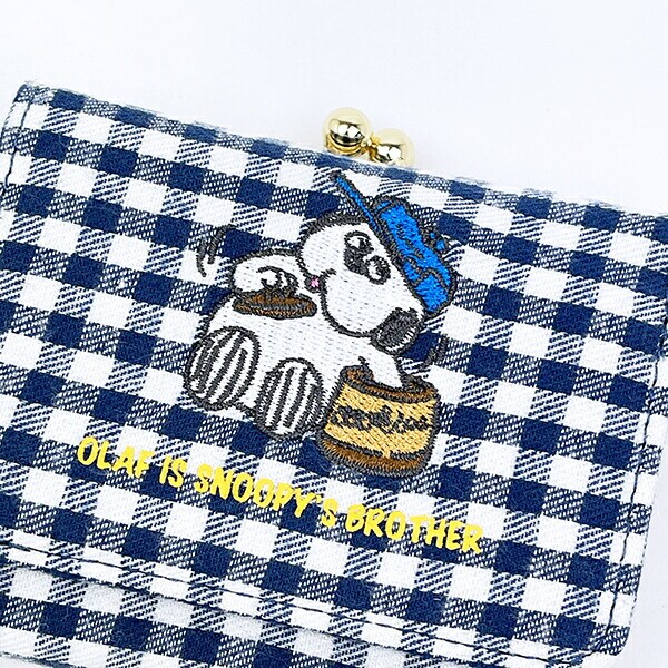 スヌーピー オラフ 三つ折り財布 ネイビーチェック SNOOPY