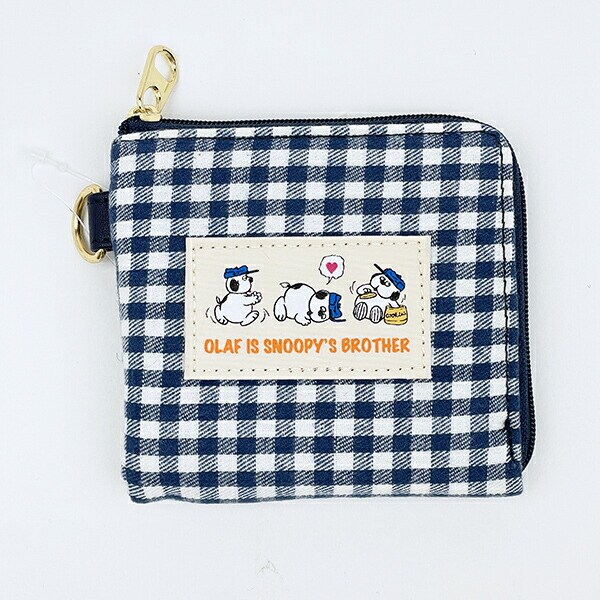 スヌーピー オラフ ミニウォレット財布 ネイビーチェック SNOOPY