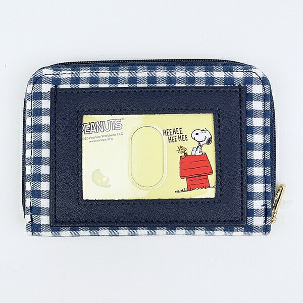 スヌーピー オラフ パスケース付きコインケース ネイビーチェック SNOOPY