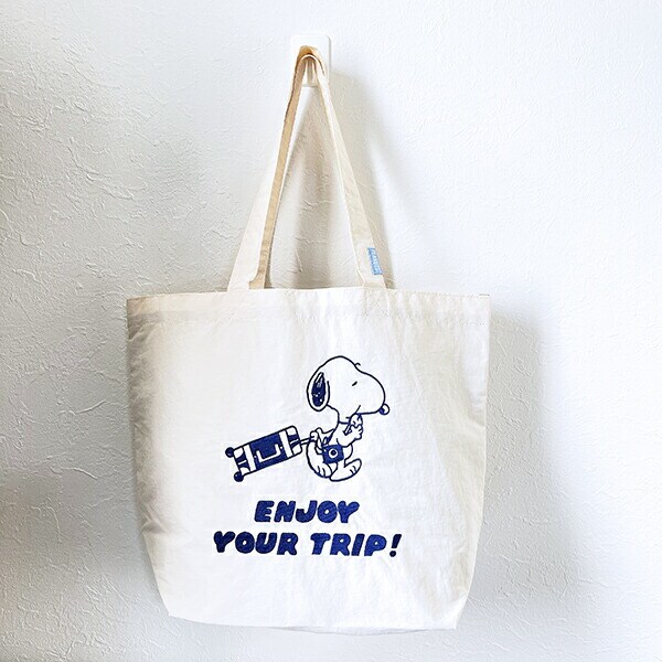スヌーピー トートバッグ enjoy your trip ホワイト SNOOPY