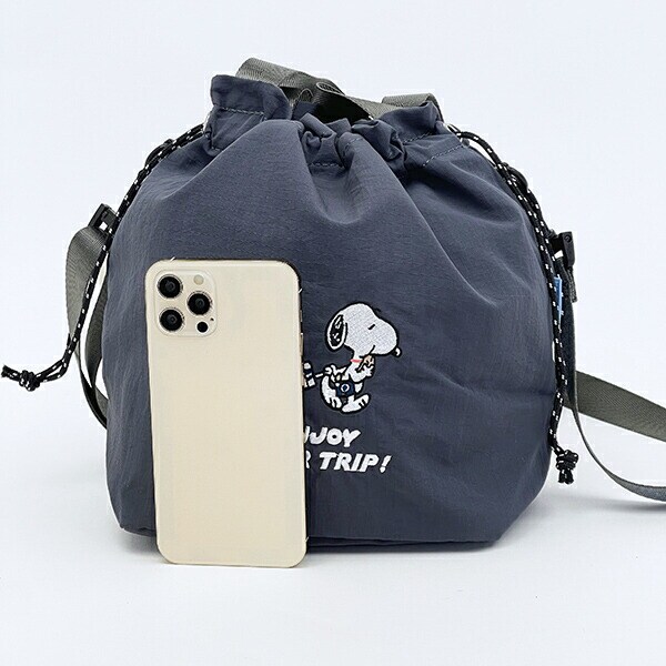 スヌーピー enjoyyourtrip 巾着ショルダーバッグ SNOOPY