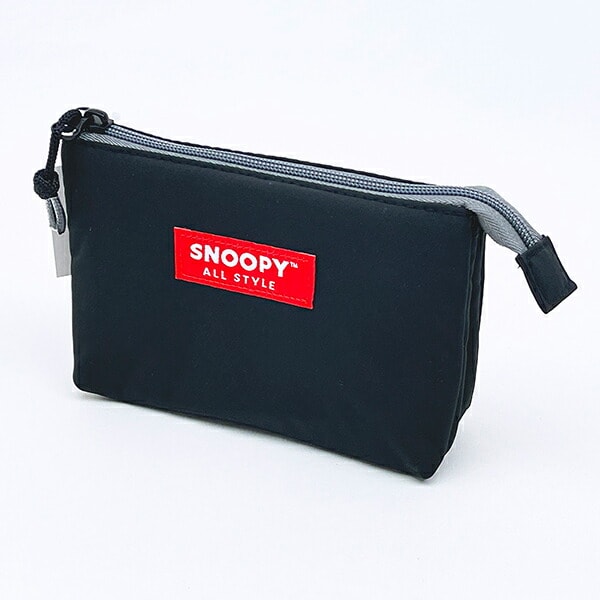 スヌーピー 3ポケットポーチ ブラック オールスタイル SNOOPY