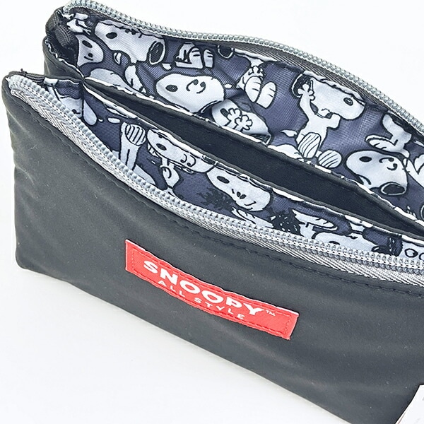 スヌーピー 3ポケットポーチ ブラック オールスタイル SNOOPY
