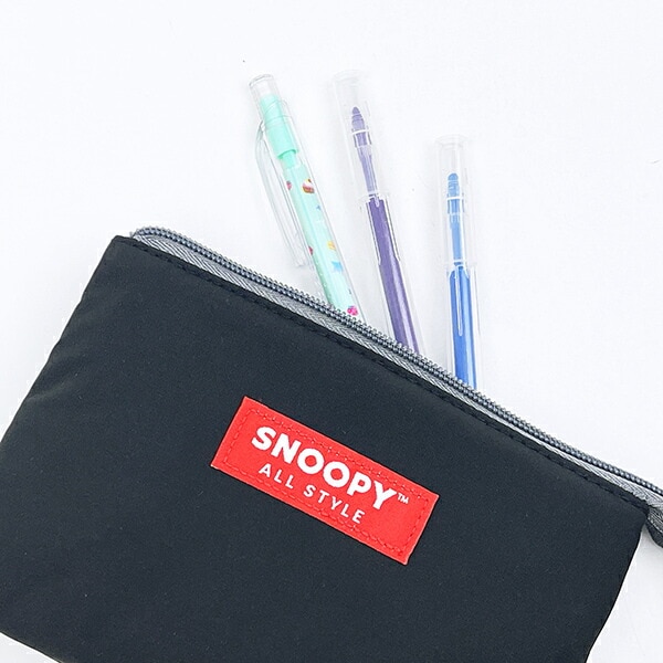 スヌーピー 3ポケットポーチ ブラック オールスタイル SNOOPY