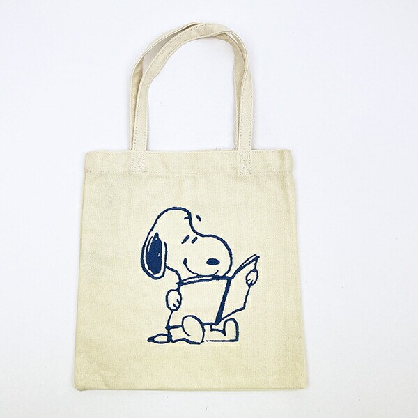 スヌーピー 刺繍ミニトートバッグ アイボリー ランチ SNOOPY