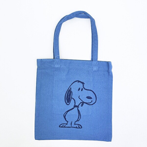 スヌーピー 刺繍ミニトートバッグ ネイビー ランチ SNOOPY