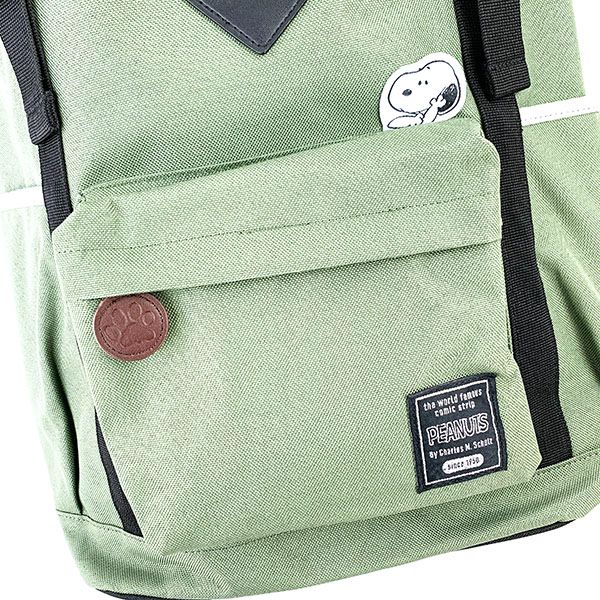 スヌーピー PEANUTS スクエアリュック　KH　ロゴスタイル　スヌーピー　 リュック カーキ 　 　