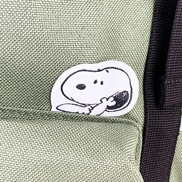 スヌーピー PEANUTS スクエアリュック　KH　ロゴスタイル　スヌーピー　 リュック カーキ 　 　