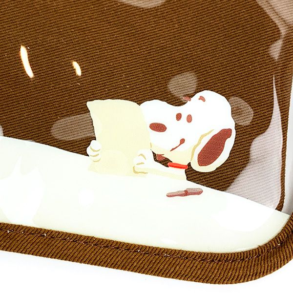 スヌーピー レイヤーポーチ Keep In Touch ブラウン クリア 小物入れ